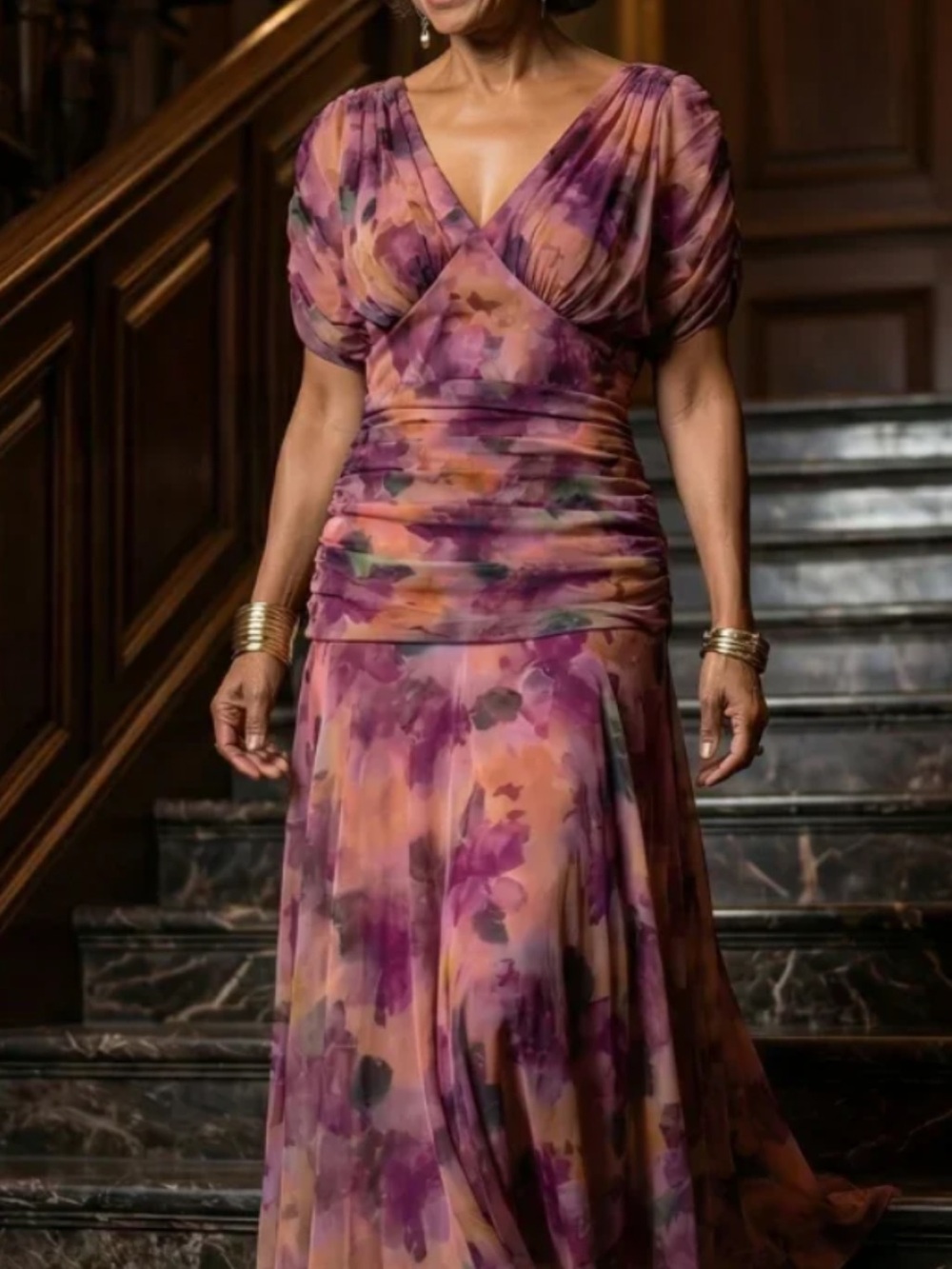 New! Lowenna Print V-Neck Dress size medium/large